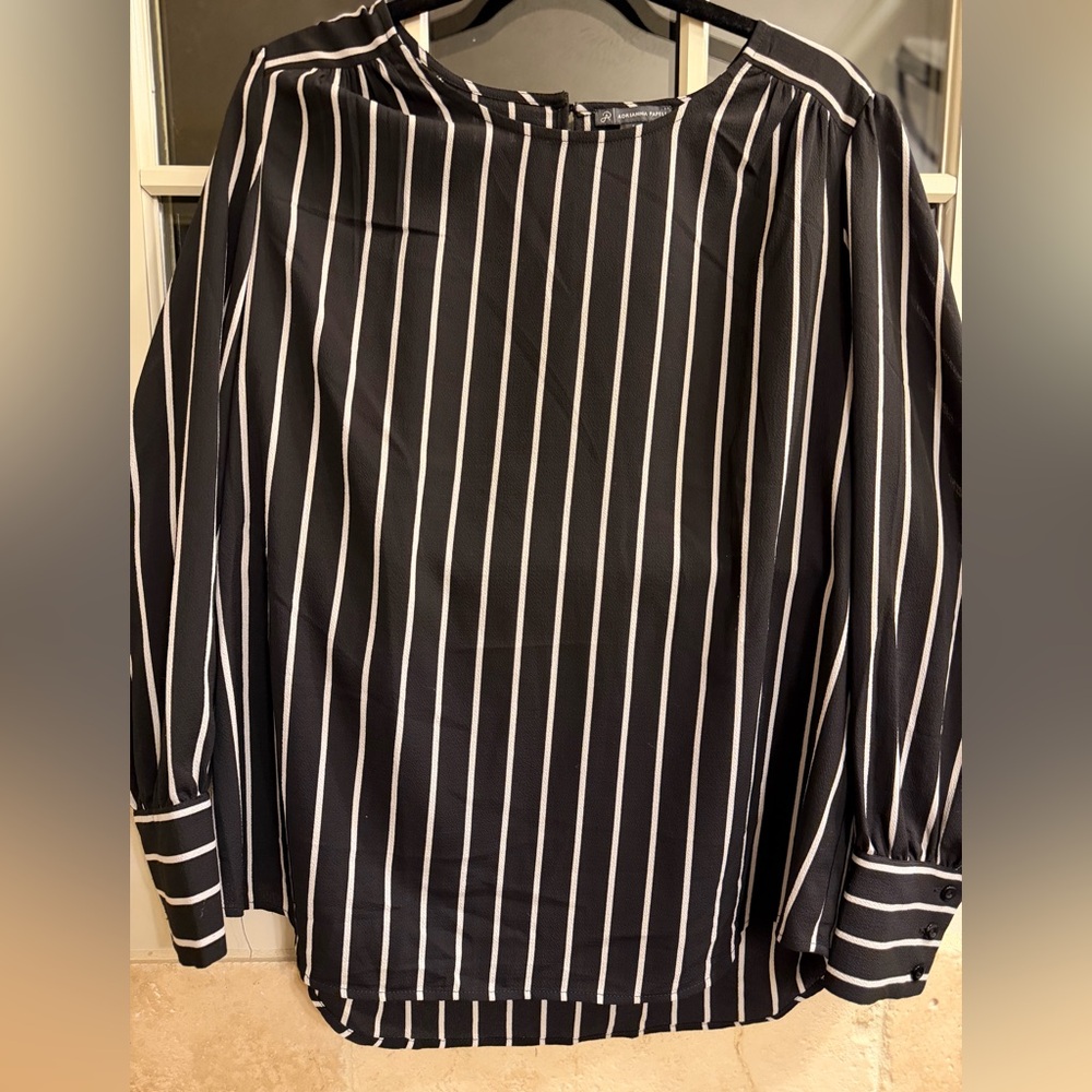 Adrianna Papell Striped Black and White Blouse